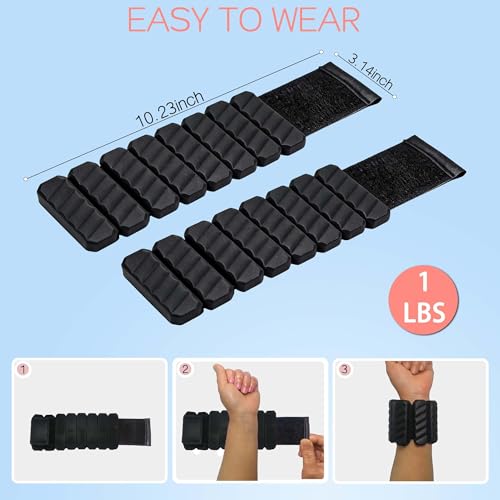 IFKYZHP Adjustable Wrist and Ankle Weights for Women & Men, Adjustable 2-LB(1LB Each), Wearable Arm Leg Silicone Weights for Pilates, Barre, Dance, Yoga, Gym & Walking (Black) by IFKYZHP - Image 7