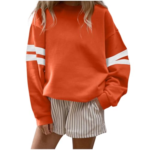 Women's Oversized Crewneck Sweatshirt Long Sleeve College Stripe Pullover - image 1