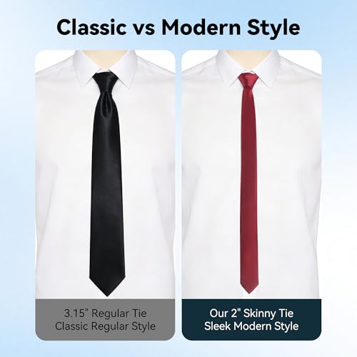 Image of Skinny Tie Men Women 2 inch (5CM) Slim Necktie Solid Thin Ties Formal