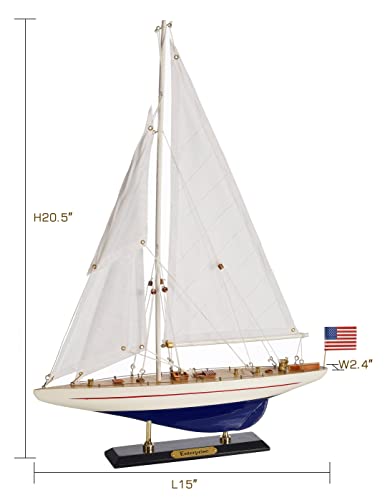 SAILINGSTORY Wooden Sailboat Model Ship Sailboat Decor Yacht Enterprise 1/100 Scale 1930 America\'s Cup Replica