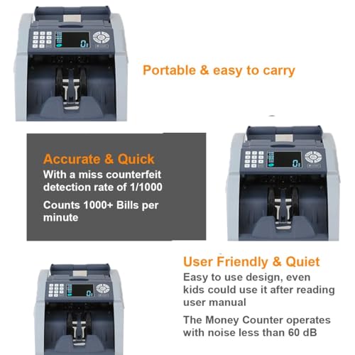 Image of ELCONS Note Counting Machine BANKO-90 | High-Speed Cash Counter 1000 Notes /Min | Fake Note Detection with UV, MG & IR Sensors | Automatic Value Detection | LED Display & Batch Counting (Grey)