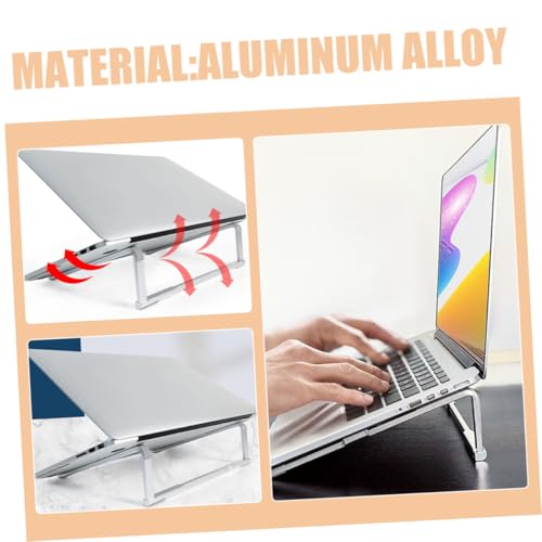 Soporte portátil plegable para laptop PRETYZOOM metálico plateado miniatura 3