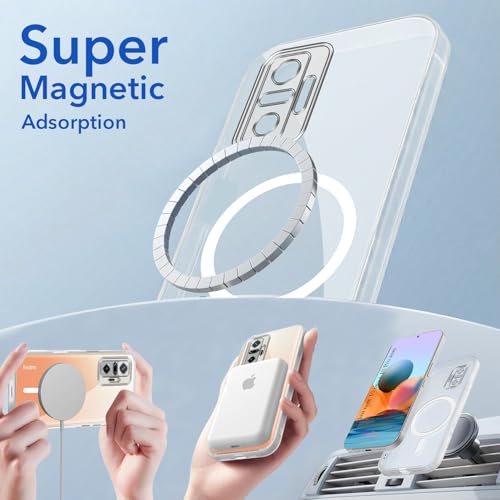 Image of Jkobi Lifetime Anti-Yellow MagSafe Compatible Clear Back Cover Case for Xiaomi Mi Redmi Note 10 Pro | 10 Pro Max (Sleek Hard Crystal | Shockproof and Camera Protection)