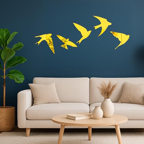 Image of Special You Birds Acrylic Stickers for Home Decoration, Living Room, Aesthetic Wall Decor Stickers for Bedroom, Birds Stickers for Decoration, Acrylic Mirror Wall Decor Sticker - 5 pcs