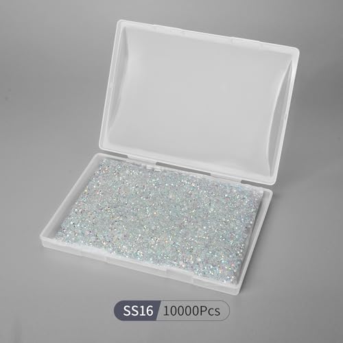 Image of 10000PCS Transparent AB Rhinestones Bulk, Flat Back Crystal Glass Stone Round Gems,SS16, 3.8-4.0mm