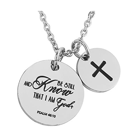 omodofo Bible Verse Necklace Cross Charm Confirmation Pendant Necklace Gift Scripture Jewelry Cover