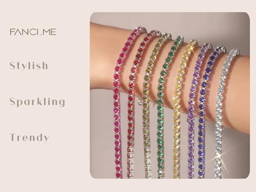 FANCIME Birthstone Tennis Bracelet, 14K Gold Plated Tennis Bracelets for Women, Fine Jewellery Wedding Bridal Prom Birthday Gift for Her Women Girls, Length 7.5 Inch, Width 4mm - Image 7
