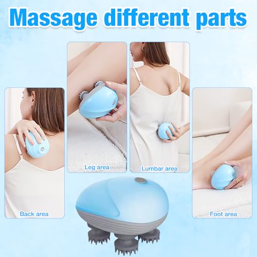 DAJASD Kopfmassagegerät Elektrisch, IPX7 Wasserdicht Katzen Massagegerät mit 4 Massageköpfen und 3 Massagemodi, Tragbares Kopfmassage für Entspannung & Tiefenmassagen, Auch für Katzen Hunde