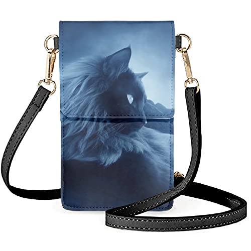 Howilath Sac à main 3D pour téléphone portable avec écran tactile et portefeuille pour femme Motif chaton, Motif chat cool Cover