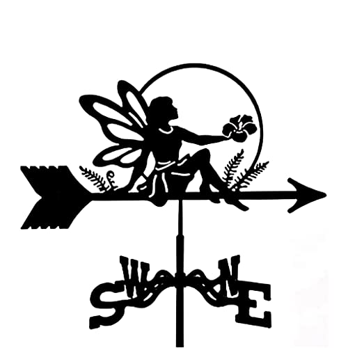 Bousige Métal Girouette Décoration, Girouette Métal Forme Coq girouetteExterieur indicateur Direction du Vent Décoration Toit pelouse Outil Mesure Girouette,(Flower Fairy)