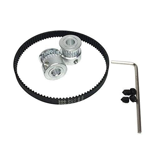 BEMONOC RepRap 2 x GT2 20 Teeth 6mm Bore Pulleys & 200-2GT Timing Belt 100 Teeth Prusa Mendel 3D Printer