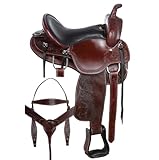 Western Saddle Barrel Racing Horse Pleasure Trail Floral Tooled Leather Rodeo Cowboy Tack ...