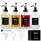 MUVEKA Coffee Syrup Dispenser for Bar, Glass Syrup Bottle with Pump, Coffee Pump Dispenser Bottle, Spoon for Station,16.9 oz, 500 ml