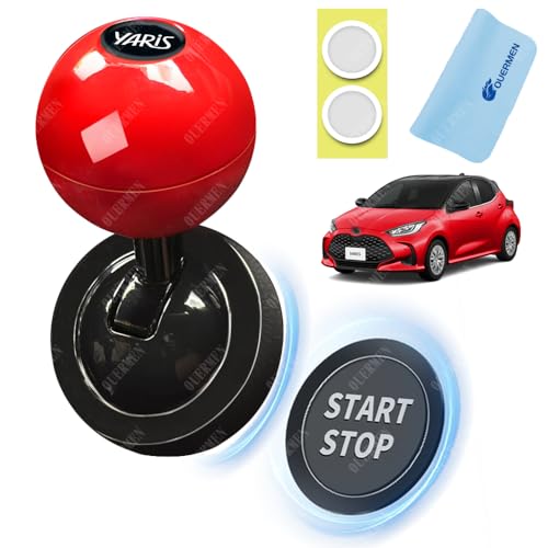 車のエンジンスタート ボタン 面白い 車 プッシュスタート レバー スタートボタン 自動車の点火ボタンカバー 後付け 装飾改造アクセサリー ユニークな 簡単取り付け オールメタル素材 レッド (トヨタシリーズ対応 レッド, ヤリスに適用)