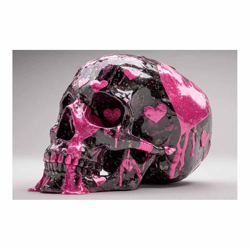 Impression Halloween crâne de cœur rose grand format 60x90cm sans cadre couleur 68