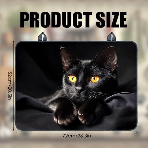 Image of Nuxovilar Black Cat Stove Cover Diatom Mud 20.47x28.34 In | Glass Protector Countertop Mat Counter Saver Cooktop Cover Kitchen Living Space Family Room (Black Cat Design)