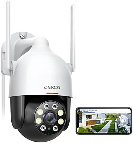 DEKCO 2K Security Camera Outdoor/Home, WiFi Outdoor Security Cameras Pan-Tilt 360° View, 3MP Dome Surveillance Cameras with Motion Detection and Siren, 2-Way Audio,Full Color Night Vision, Waterproof
