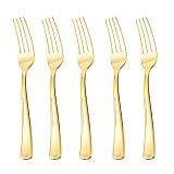 YOUBET 300pcs Gold Plastic Forks - Heavyweight Plastic Forks - 7.4 Inch Heavy Duty Disposable Forks