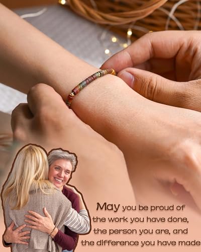 FYUKISS Retirement Gifts for Women, Inspirational Natural Stone Bracelet Retirement Gifts for Coworkers, Friends, Teachers2