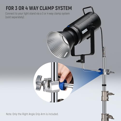 Image of NEEWER Stainless Steel 5 /8 inch Baby Pin Stud Right Angle Grip Arm for 3 or 4 Way Clamp System C Stand Boom Arm Light Stand, 7.5inch Light Mount for LED Video Light Studio Flash, Max Load 22lb /10kg, UA046