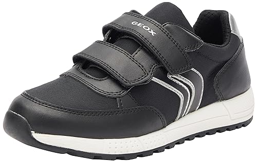 Geox J Álbumes Girl C, Zapatillas, Black Dk Silver, 32 EU