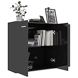 pedkit Sideboard mit 2Türen und 3 Schubladen Highboard Kommode Standschrank Mehrzweckschrank Hochglanz-Schwarz 105 x 30 x 75 cm Spanplatte