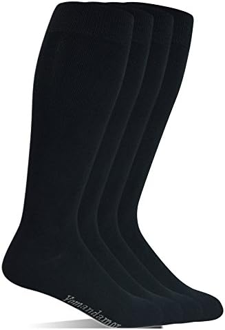 Yomandamor Men's Bamboo Wide Stretched Top Over The Calf Dress Socks Boot Socks, 4 Pairs L Size, Suits For All Season
