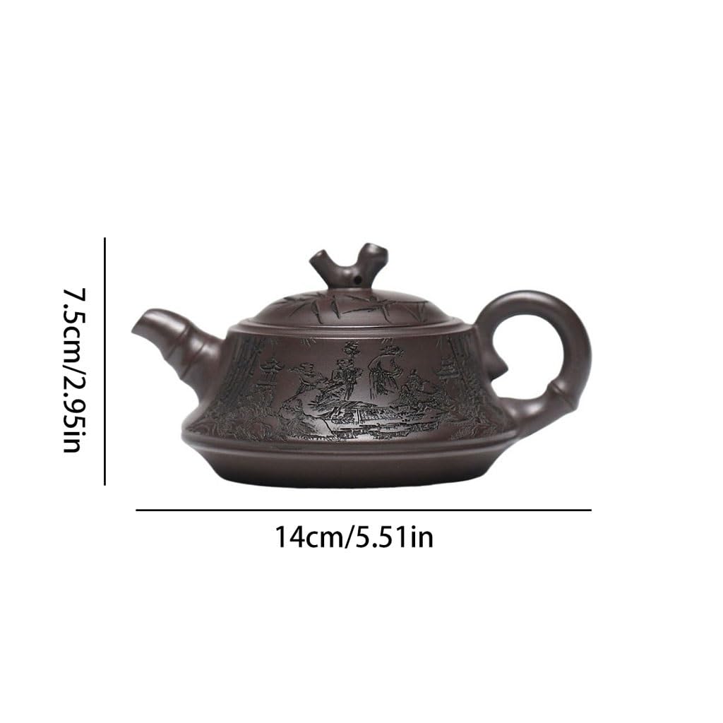 ENGENDER Tetera Hierro Fundido Olla De Arcilla Púrpura Mineral Original, Tetera Hecha A Mano, Juego Té Creativo Grabado For Todo El Cuerpo Juego de Te