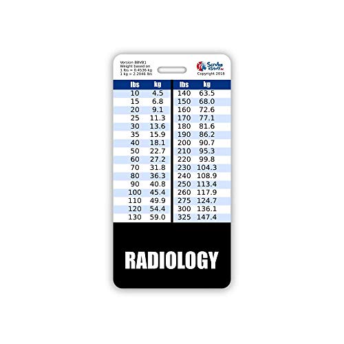 Radiology Badge Buddy Vertical W/Height & Weight Conversion Charts (Standard, Black) #TOP19