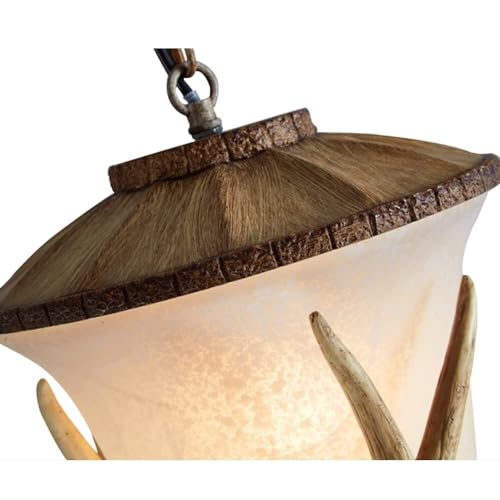 Lustre en bois de cerf d'exception, plafonnier américain rétro - 6