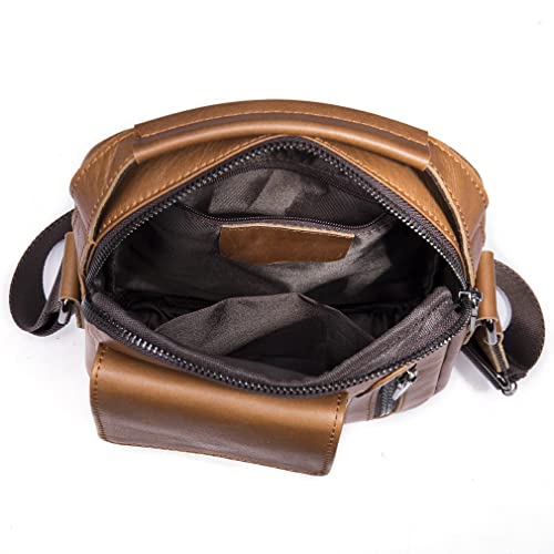 image for Hebetag Leather Shoulder Crossbody Bag for Men Business Messenger Brie