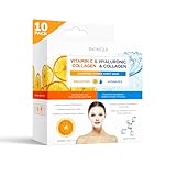 Skin 2.0 Vitamin C & Hyaluronic Acid Face Mask with Collagen – Dermatologist Tested, Korean Skin Care – Ultra Hydrating & Firming Sheet for Smoother-Looking Skin – Vegan, Clean Beauty – 10 Count