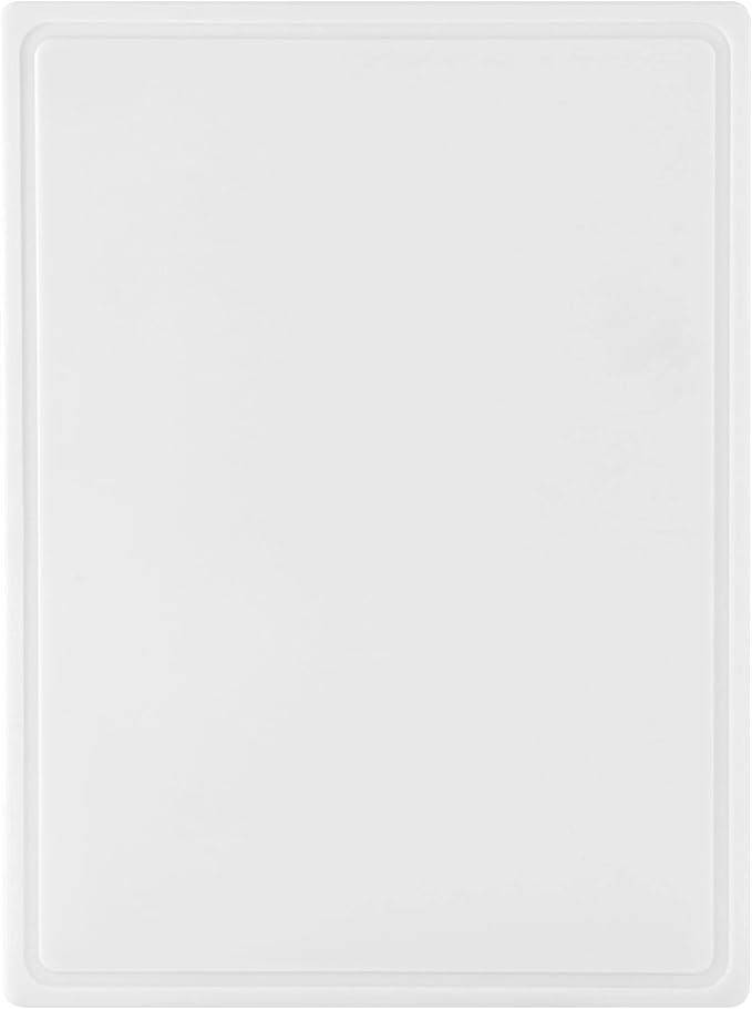 Farberware Extra-Large Plastic Cutting Board with Perimeter Juice Groove, Dishwasher-Safe Kitchen Chopping Board, 15x20-Inch, White