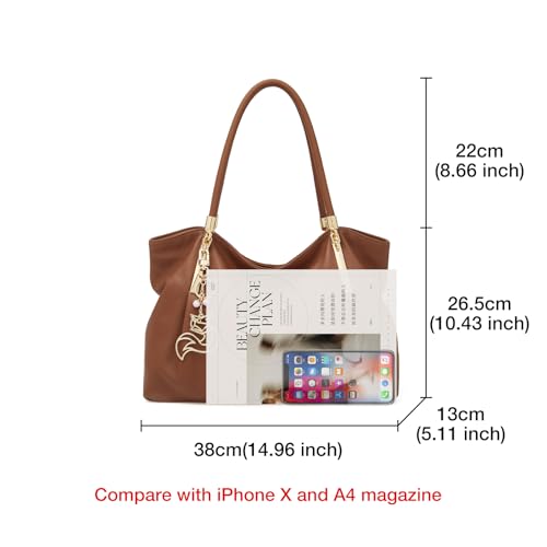 Image of FOXLOVER Soft Genuine Leather Medium Purses for Women Tote Bag Handbags with Top-handles Shoulder Satchel Purse