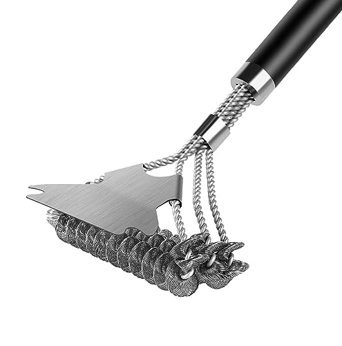 Flintronic BBQ Grill Cleaning Brush, Barbecue Steel Brushes with Metal Scraper,Barbecue Grill Wire Brush with Detachable Handle, for All Kinds of Grills Heavy Duty Cleaning