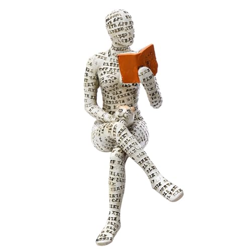 HXTNool Lesende Frau Skulptur Deko,Modern Harz Abstrakte Lesefigur Skulpturen,Bücherregal Dekorornament,Dekobücher, Figur Deko für Büro,Studie,Bücherregal,Regal,Desktop (C)