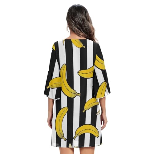 Robe décontractée à rayures chic et fluide en mousseline avec manches 3/4 - 4