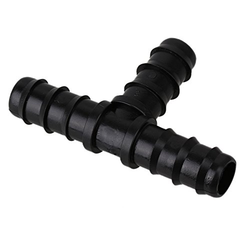 BQLZR Tee Hose Joiner Black Plastic PE16 15.5mm diámetro de púas T Piece Connector Pipe Fitting para sistema de goteo Pack de 20