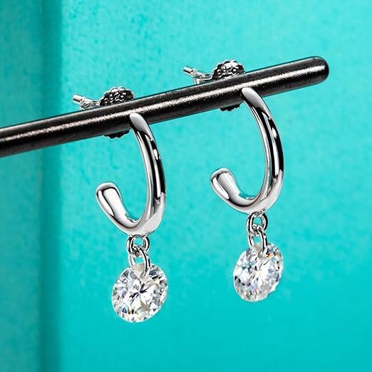 Moissanite D VVS1 boucles d'oreilles d'exception en argent - 3