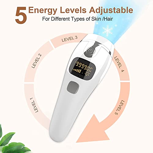 IPL Haarentferner für Frauen, Haarentfernungssystem 999,900 Blitzt Permanente Haarmaschine, 2 Blitzmodi und 5 Lichtintensitäten für Körper, Gesicht, Bikinilinie und Achselhöhlen - Image 6