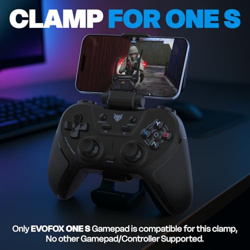 Image of EvoFox One S Controller Clamp, 34g Lightweight Yet Strong ABS Plastic. Extendable Phone Mount for Universal Compatibility of Phone. (Exclusively Designed One S) (Controller Not Included)