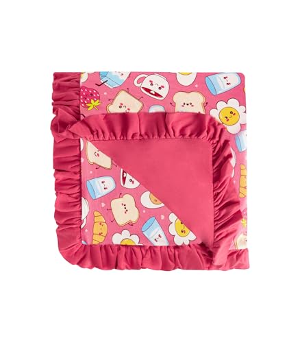 Image of Premium Baby Blankets, Soft Viscose from Bamboo Blanket for Girls, Nursery Crib Bedding Quilt for Newborn and Toddler, Ruffle Blanket Cooling for Hot Sleepers, 50''x50'' Pink Breakfast