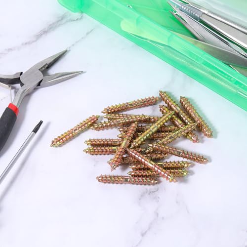 20 tornillos dobles M6x40mm para madera para conectar y fijar muebles miniatura 3