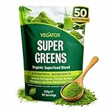 Super Greens Powder – 50 Servings | Premium Green Superfood Powder with Spirulina, Chlorella, Wheatgrass | Daily Greens for Energy, Gut Health & Immunity Support | No Artificial Ingredients