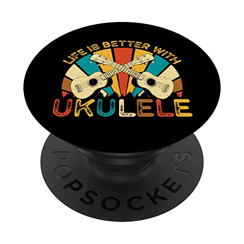 Retro Vintage Style Uke Player - Life Is Better with Ukulele PopSockets PopGrip Interchangeable