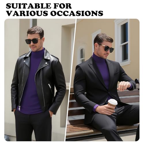 Image of Men's Turtleneck Casual Basic High Neck Long Sleeve T Shirts Half Neck Lightweight Pullover Sweater