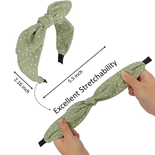 Jaciya Bow Headbands For Girls Women Hair Accessories Polka Dot Headbands With Bow Knotted Head Band Vintage Bunny Ears Hair Hoop(Red/Purple/Green/Pink/Yellow/Beige) #TOP5