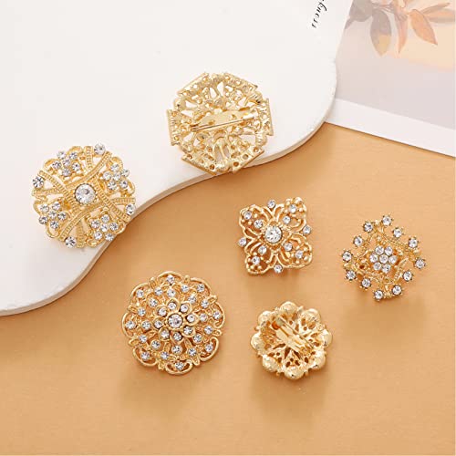 Image of 12 /36 Pieces Wedding Bouquet Brooches for Women Fashion, Rhinestone Bulk Flower Brooch Pins for Crafts