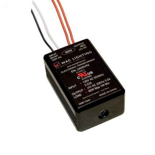 WAC Lighting EN-2460-R2 Electronic Class 2 Transformer 120V Input 24V Output 60 Watt, Black