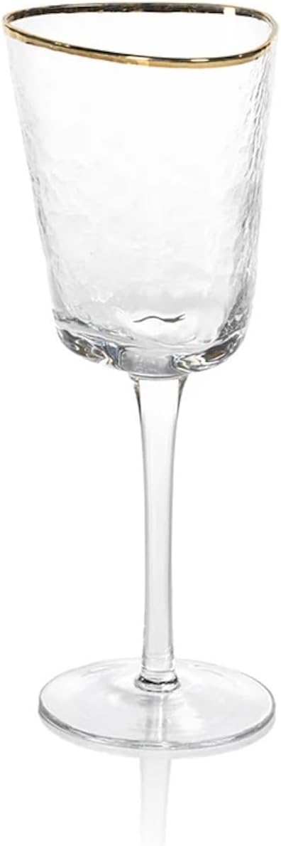 Amalfi Triangular Glassware or Stemware with Gold Rims - Sets of 4 (Wine - S/4) - Image 2